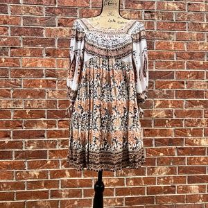 Free People Three-Quarter-Sleeve Midsummer Dream Printed Dress